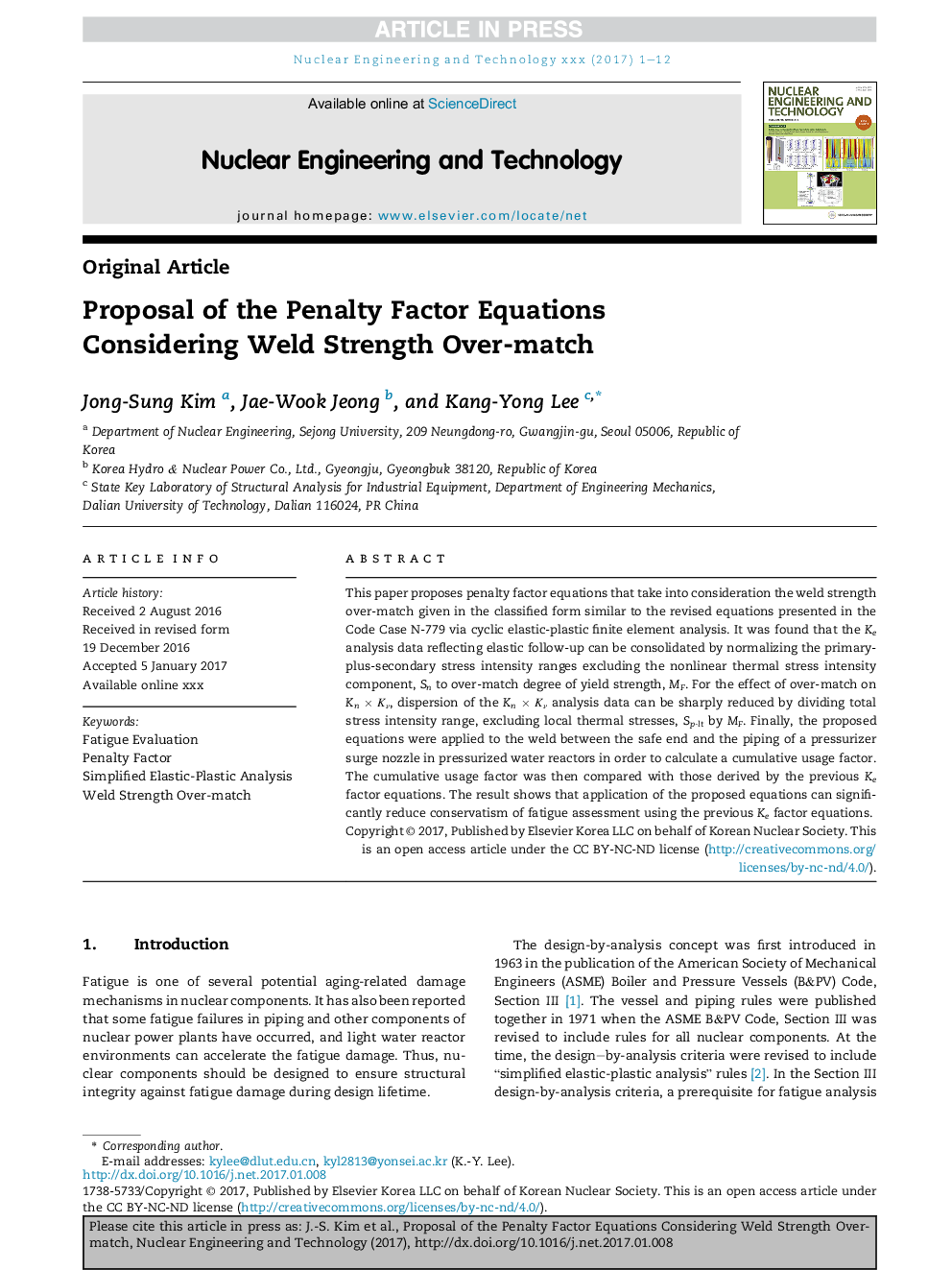 Proposal of the Penalty Factor Equations Considering Weld Strength Over-Match