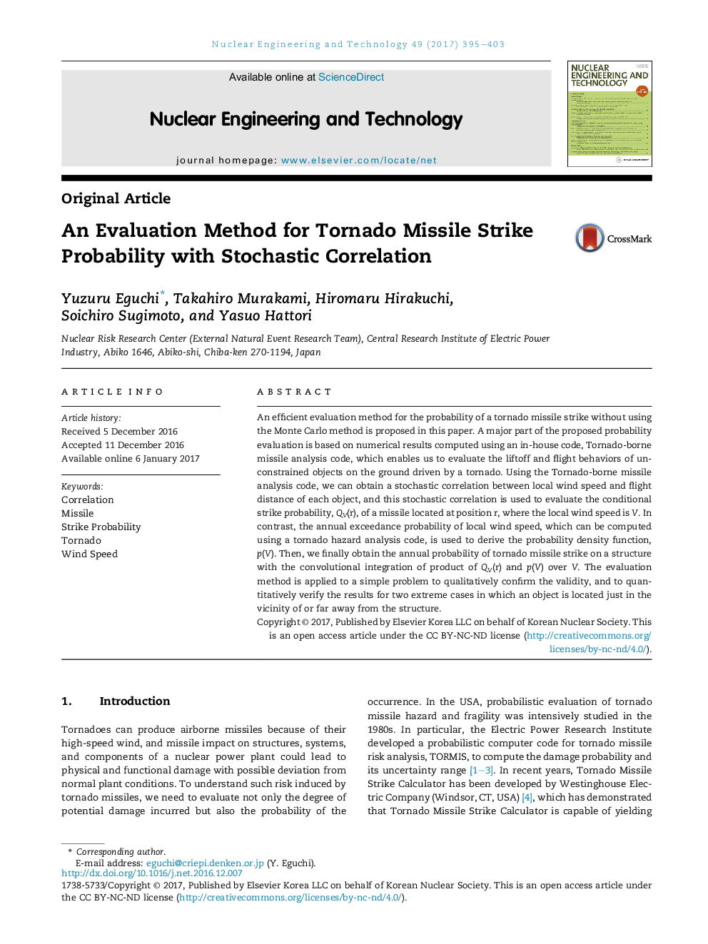 An Evaluation Method for Tornado Missile Strike Probability with Stochastic Correlation