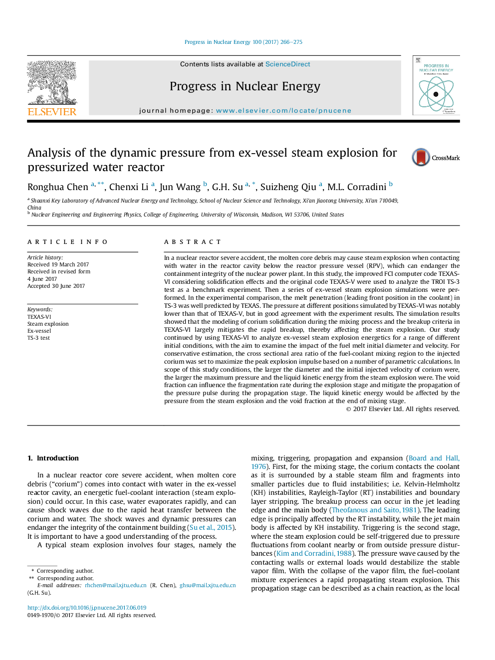 Analysis of the dynamic pressure from ex-vessel steam explosion for pressurized water reactor