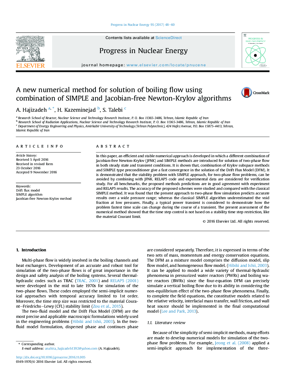 A new numerical method for solution of boiling flow using combination of SIMPLE and Jacobian-free Newton-Krylov algorithms