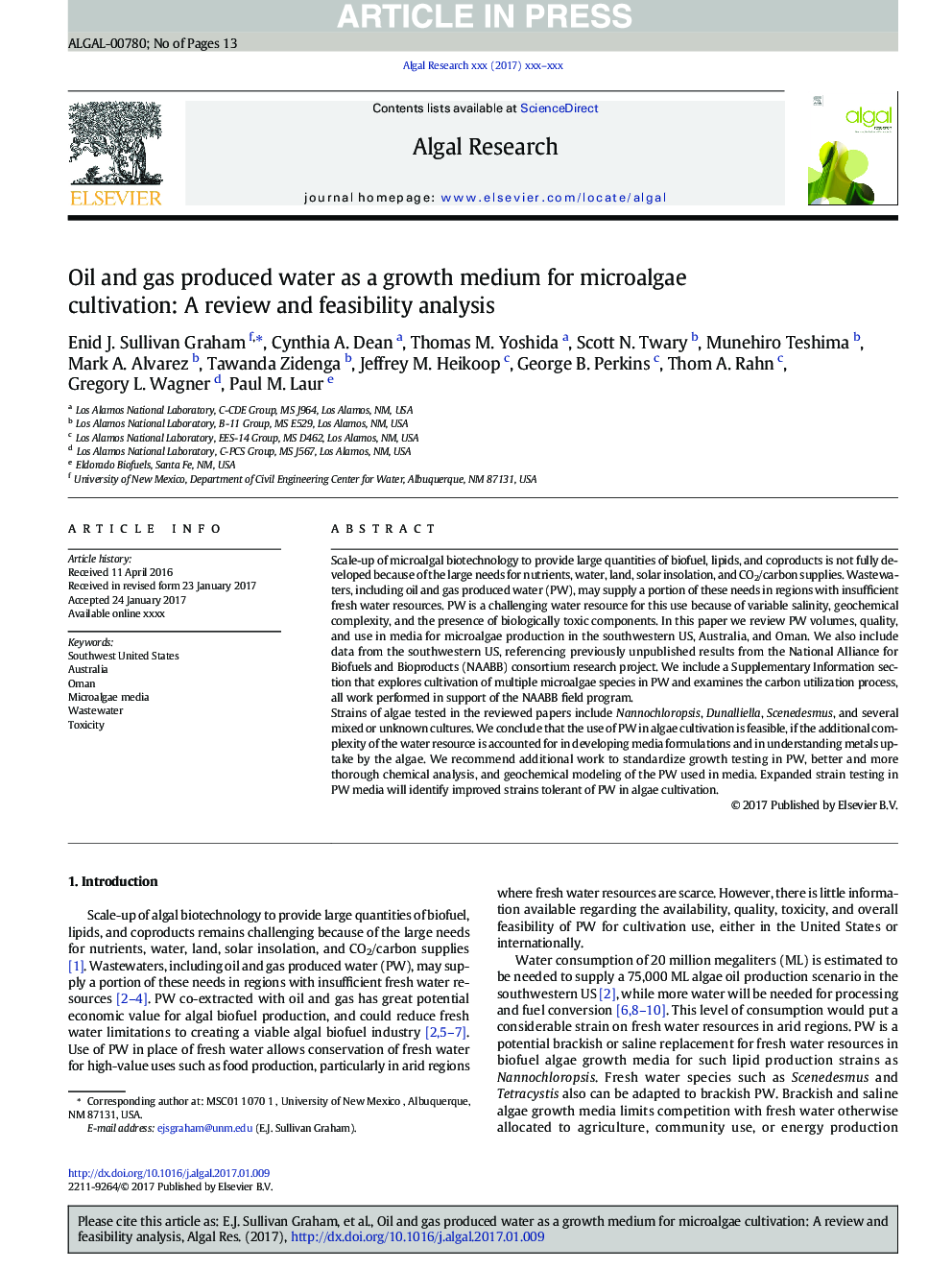 Oil and gas produced water as a growth medium for microalgae cultivation: A review and feasibility analysis