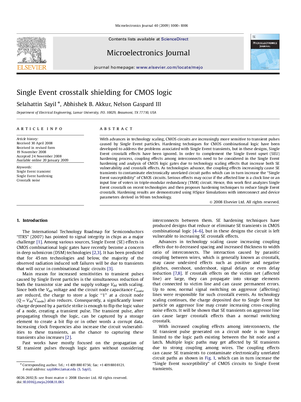 Single Event crosstalk shielding for CMOS logic