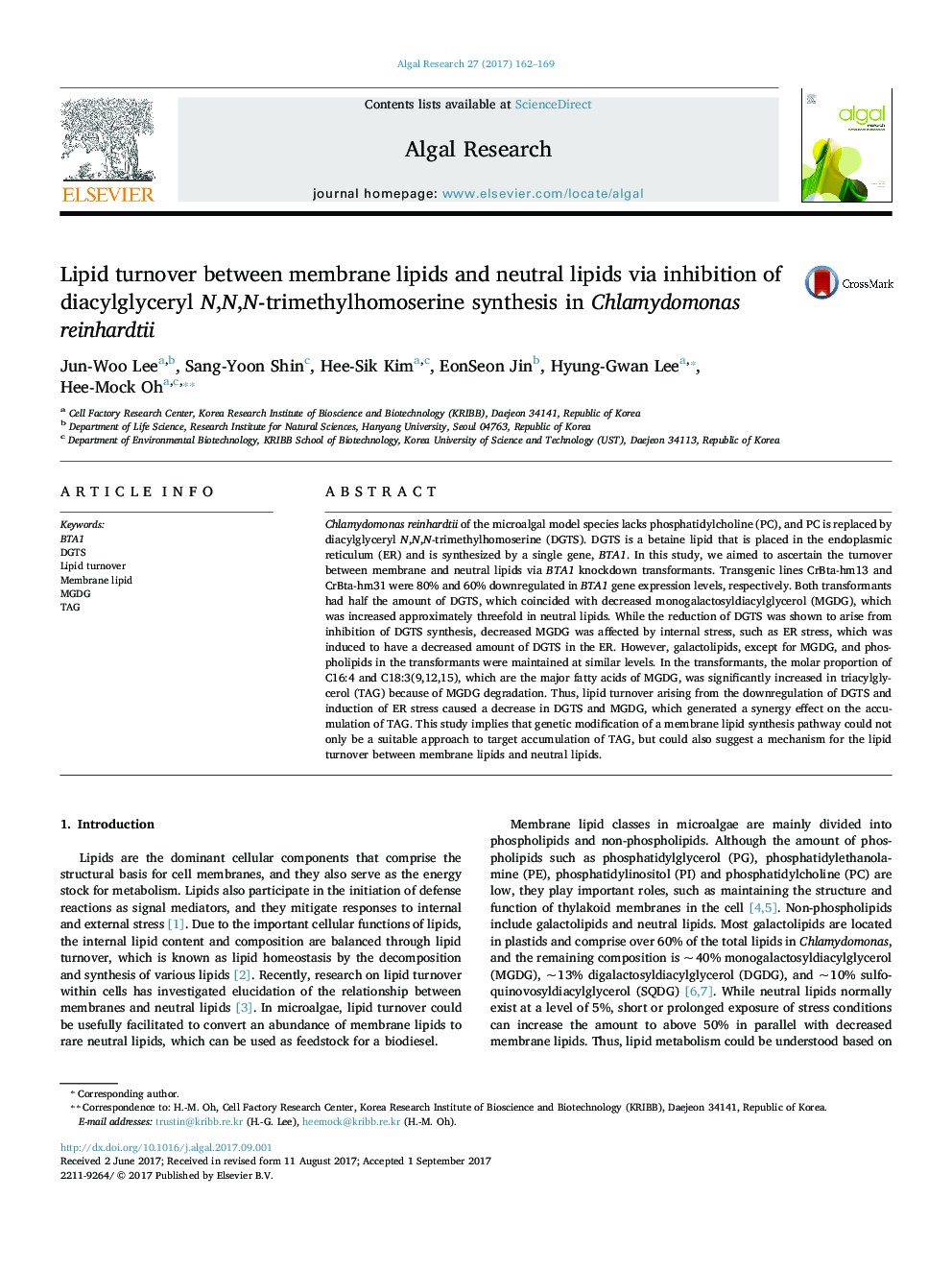 Lipid turnover between membrane lipids and neutral lipids via inhibition of diacylglyceryl N,N,N-trimethylhomoserine synthesis in Chlamydomonas reinhardtii