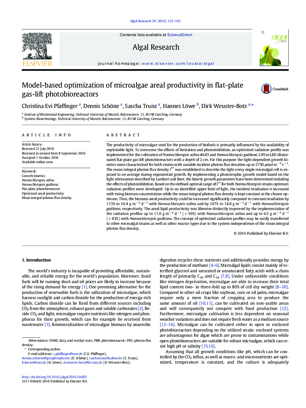 Model-based optimization of microalgae areal productivity in flat-plate gas-lift photobioreactors