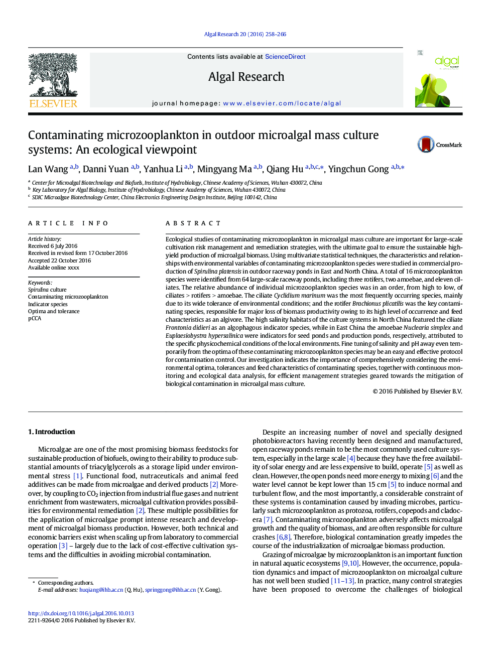 Contaminating microzooplankton in outdoor microalgal mass culture systems: An ecological viewpoint