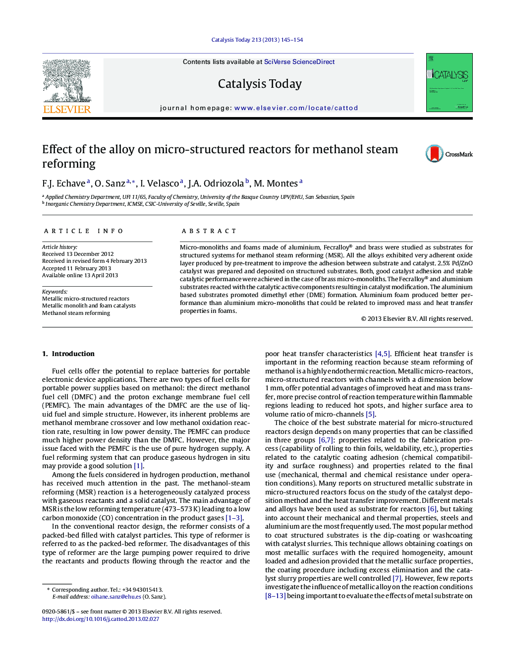 Effect of the alloy on micro-structured reactors for methanol steam reforming