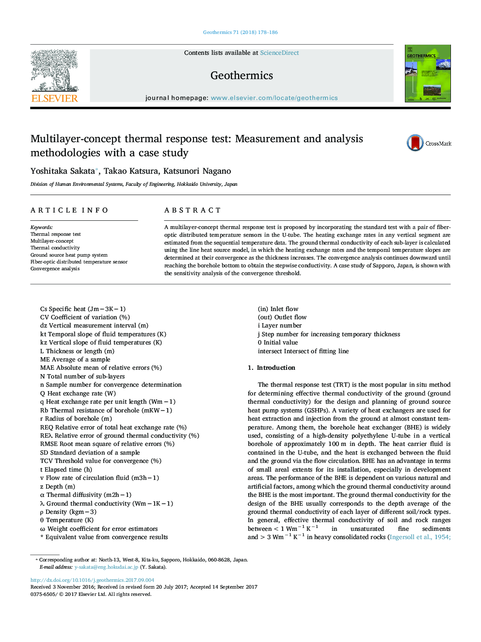 Multilayer-concept thermal response test: Measurement and analysis methodologies with a case study