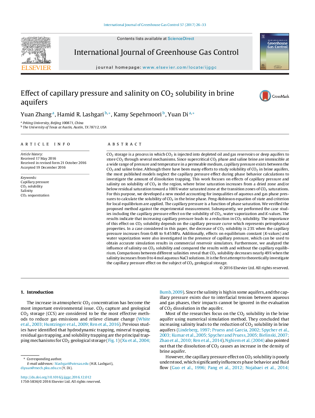 Effect of capillary pressure and salinity on CO2 solubility in brine aquifers