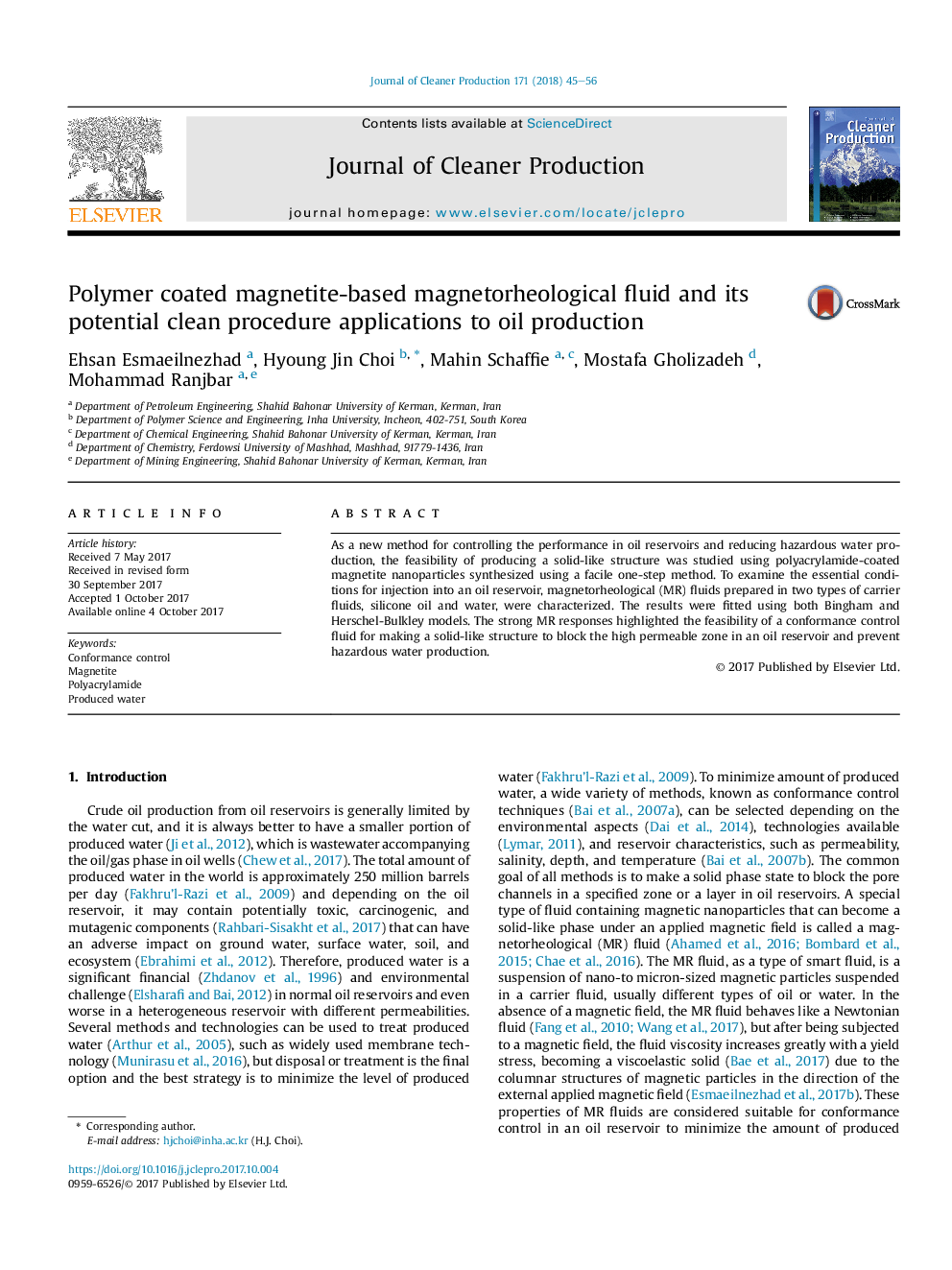 Polymer coated magnetite-based magnetorheological fluid and its potential clean procedure applications to oil production