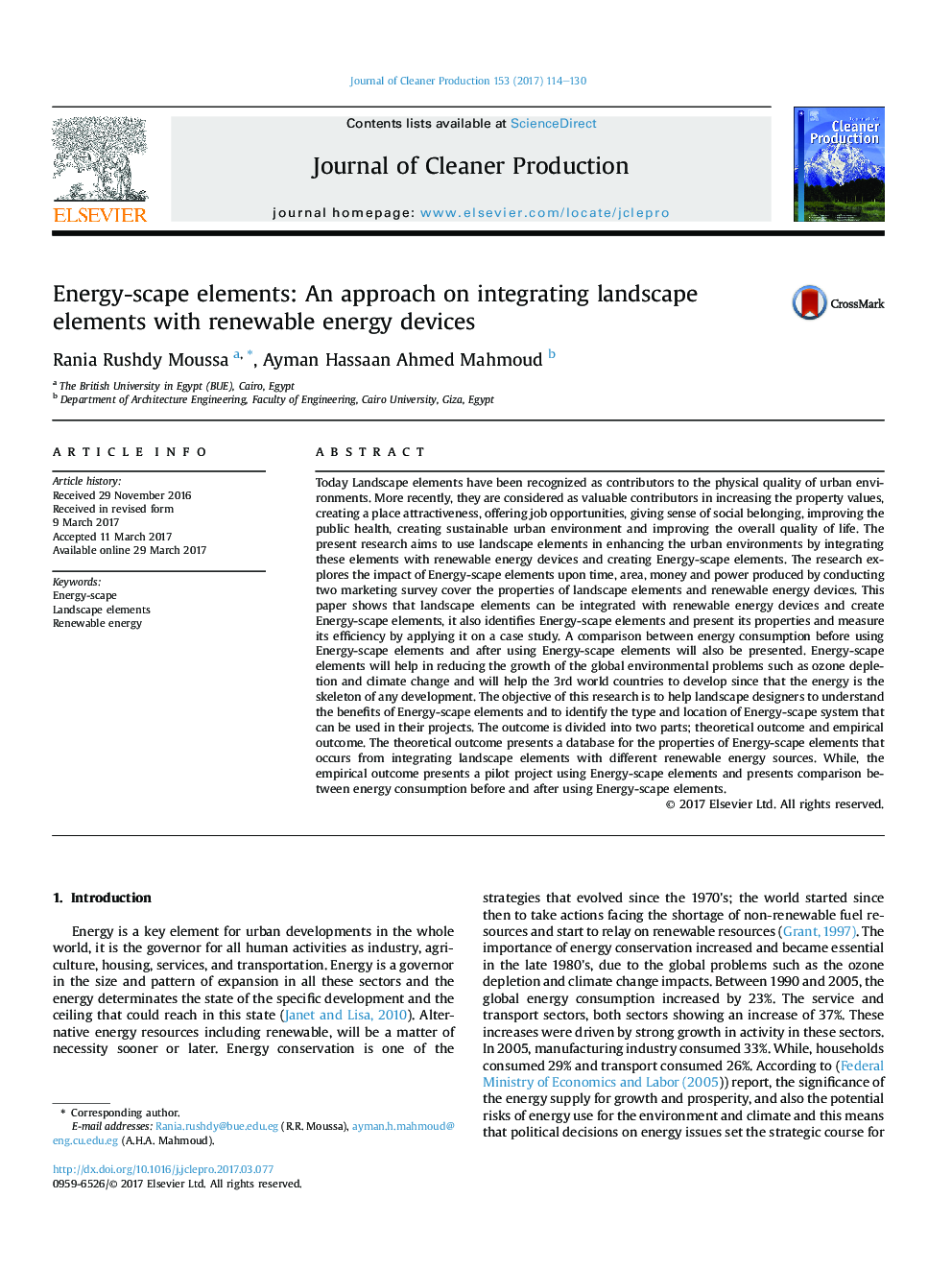 Energy-scape elements: An approach on integrating landscape elements with renewable energy devices