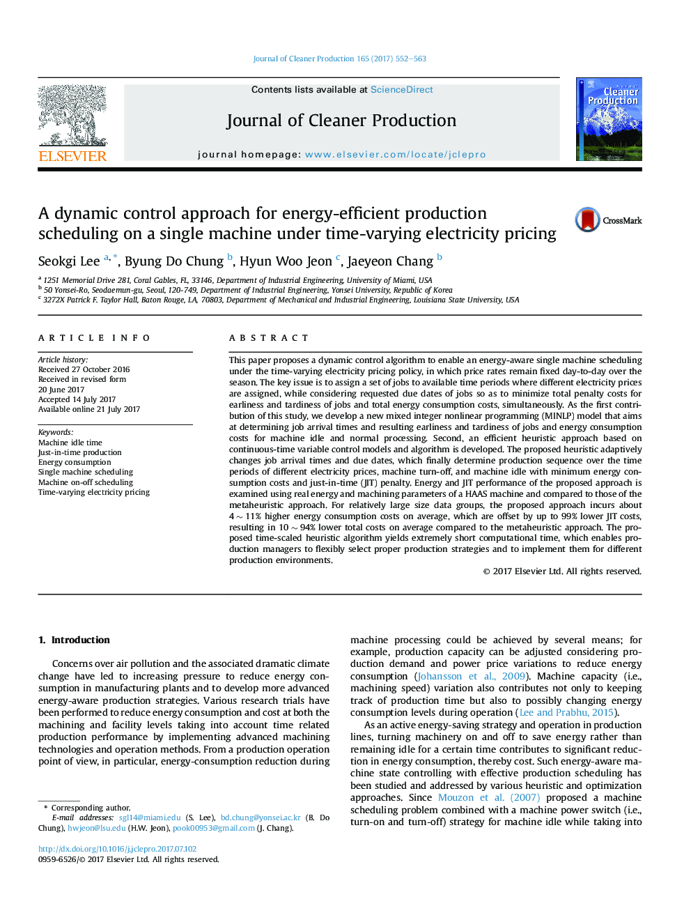 A dynamic control approach for energy-efficient production scheduling on a single machine under time-varying electricity pricing