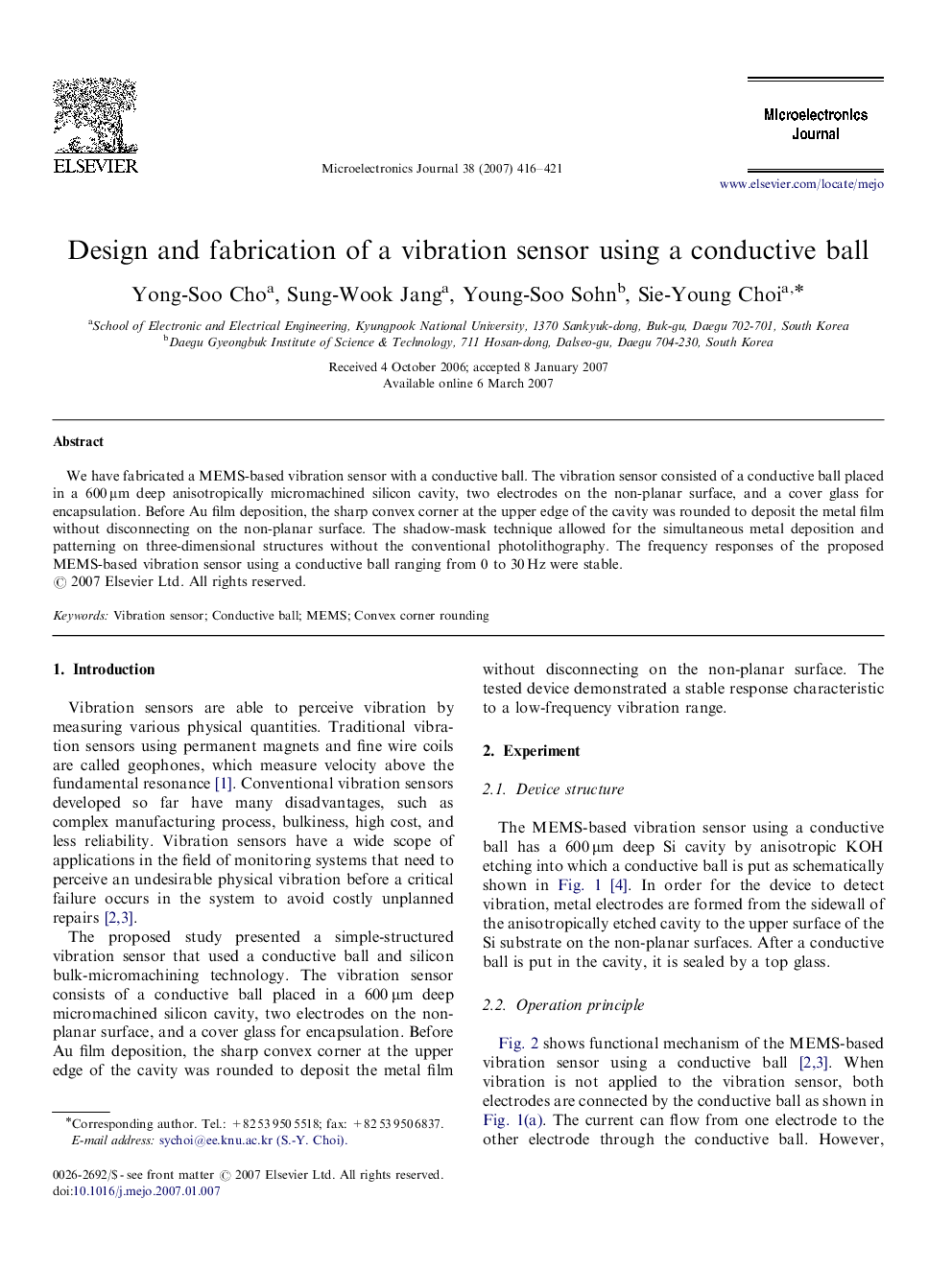 Design and fabrication of a vibration sensor using a conductive ball