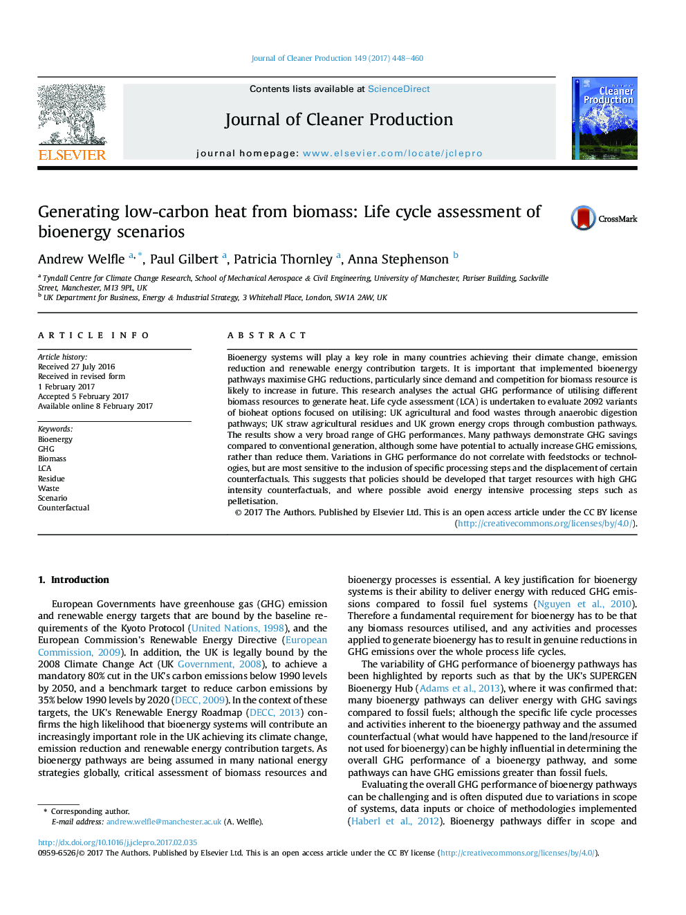 Generating low-carbon heat from biomass: Life cycle assessment of bioenergy scenarios