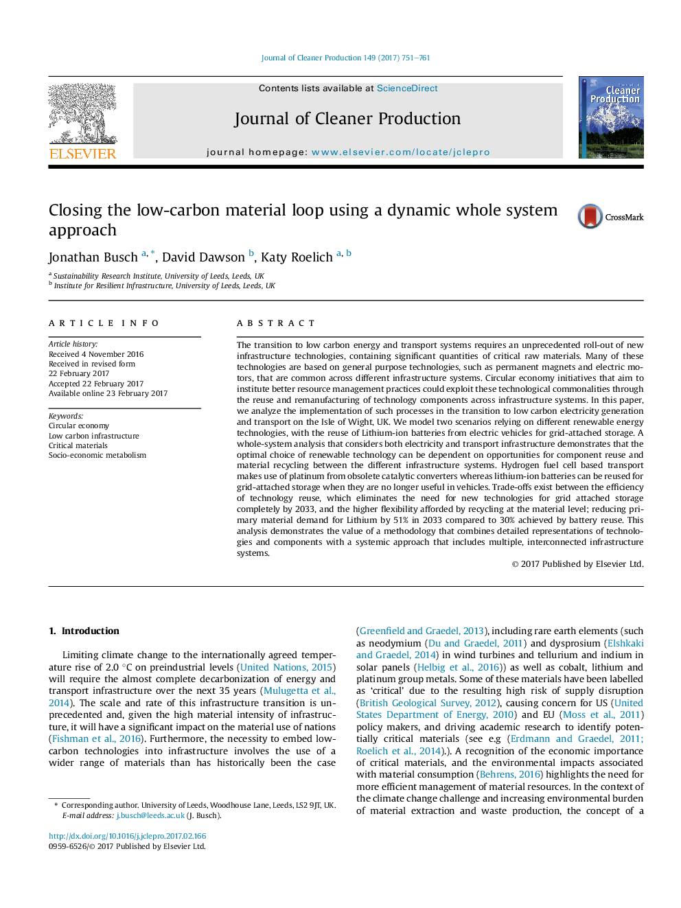 Closing the low-carbon material loop using a dynamic whole system approach