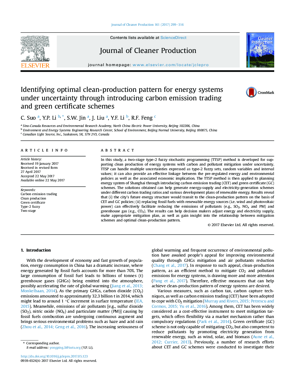 Identifying optimal clean-production pattern for energy systems under uncertainty through introducing carbon emission trading andÂ green certificate schemes