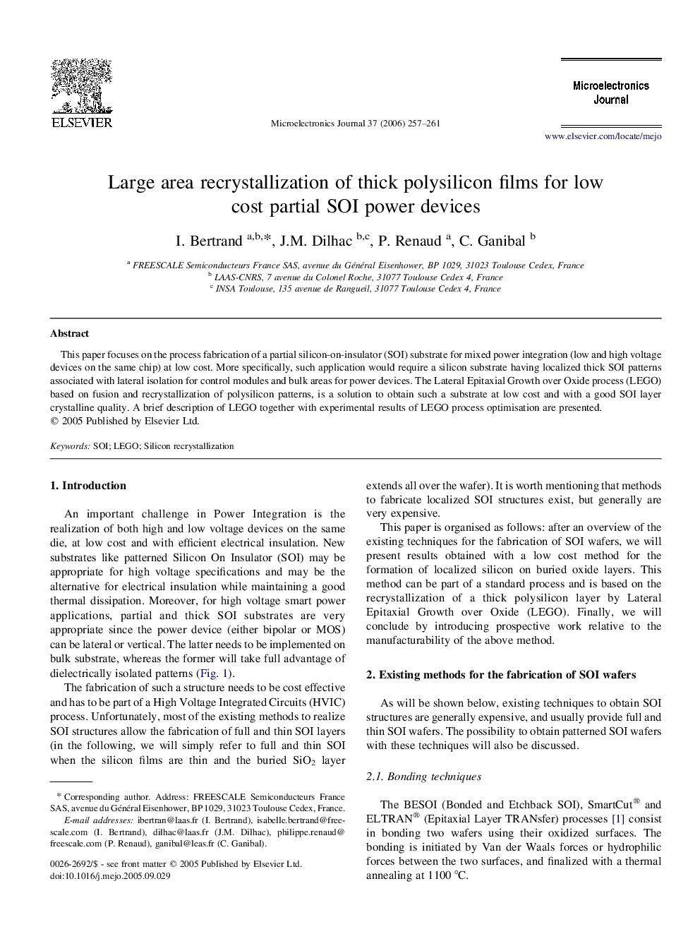 Large area recrystallization of thick polysilicon films for low cost partial SOI power devices