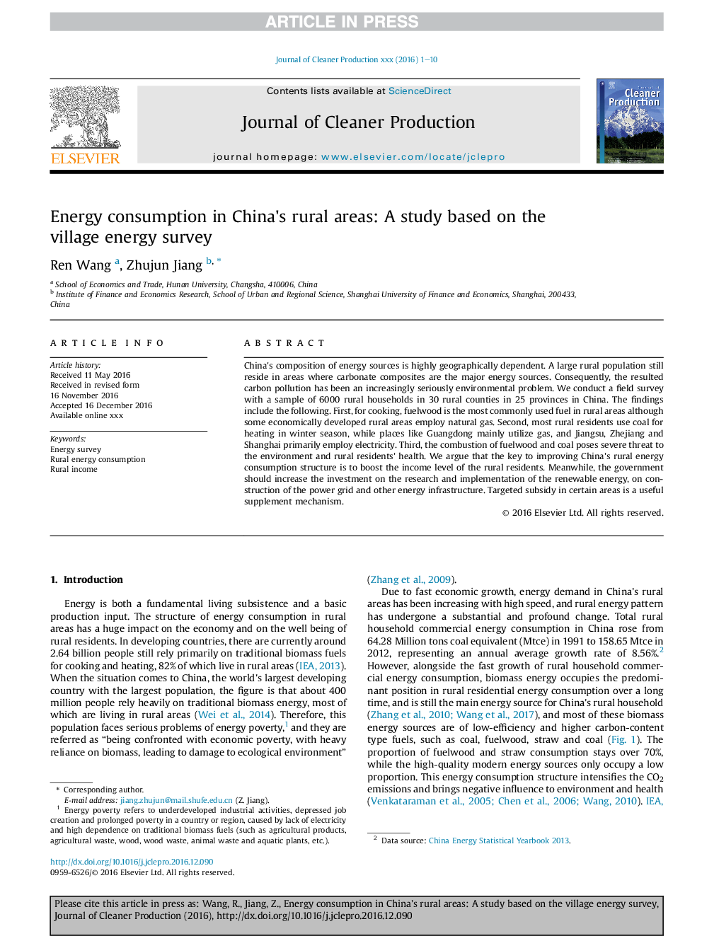 Energy consumption in China's rural areas: A study based on the village energy survey