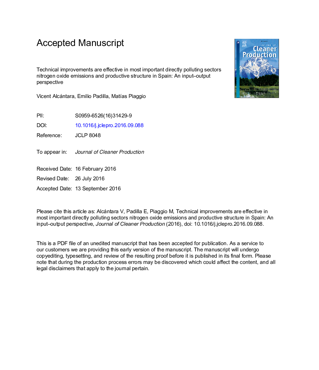 Nitrogen oxide emissions and productive structure in Spain: An input-output perspective