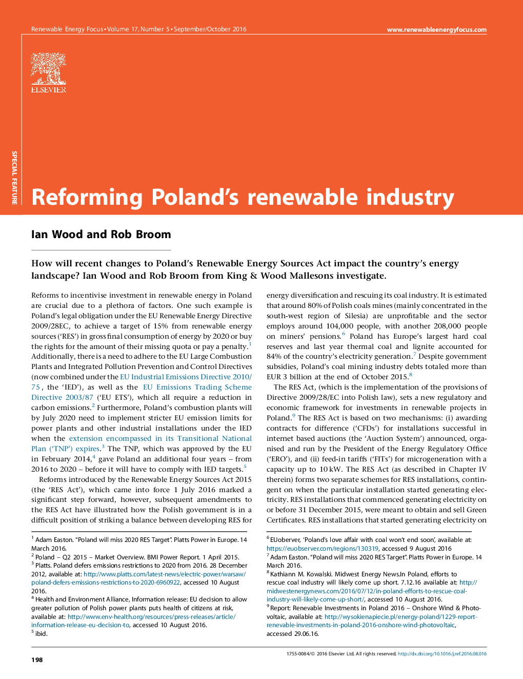 اصلاح صنعت تجدید پذیر لهستان 
