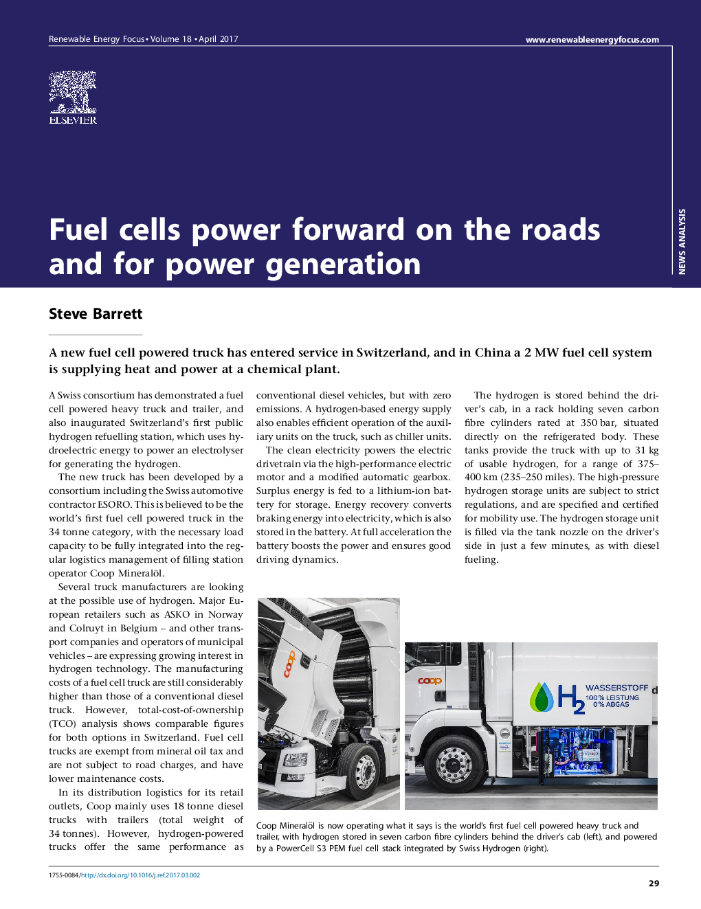 سلول های سوختی در جاده ها و برای تولید برق به جلو حرکت می کنند 