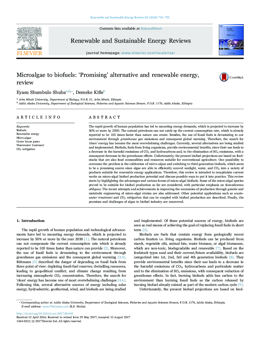 Microalgae to biofuels: 'Promising' alternative and renewable energy, review