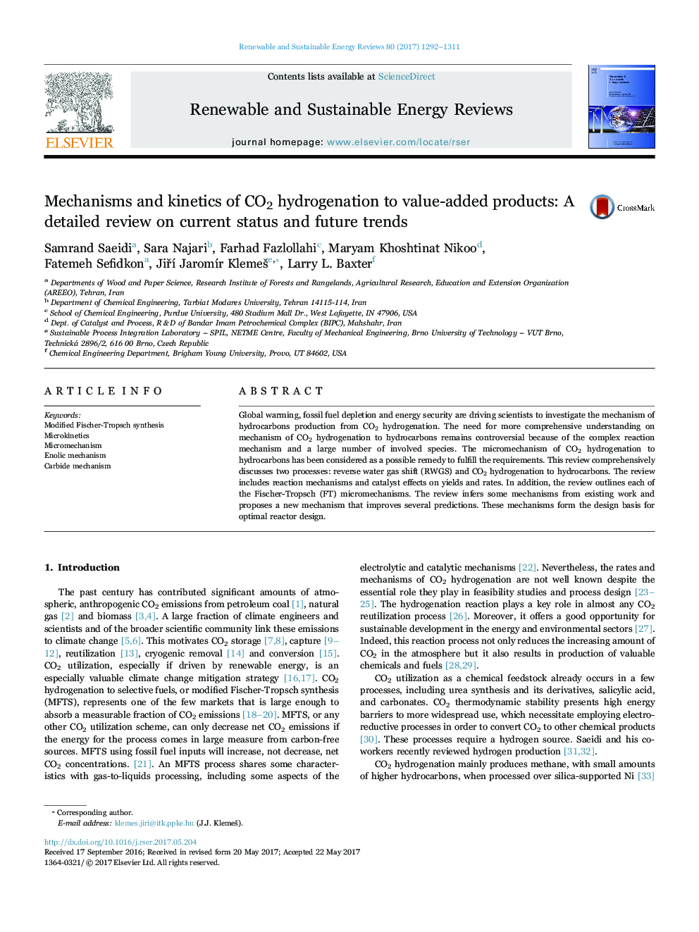 Mechanisms and kinetics of CO2 hydrogenation to value-added products: A detailed review on current status and future trends