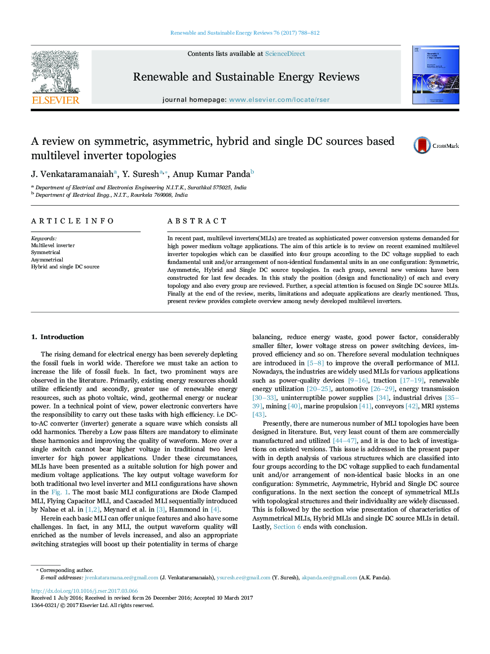 A review on symmetric, asymmetric, hybrid and single DC sources based multilevel inverter topologies