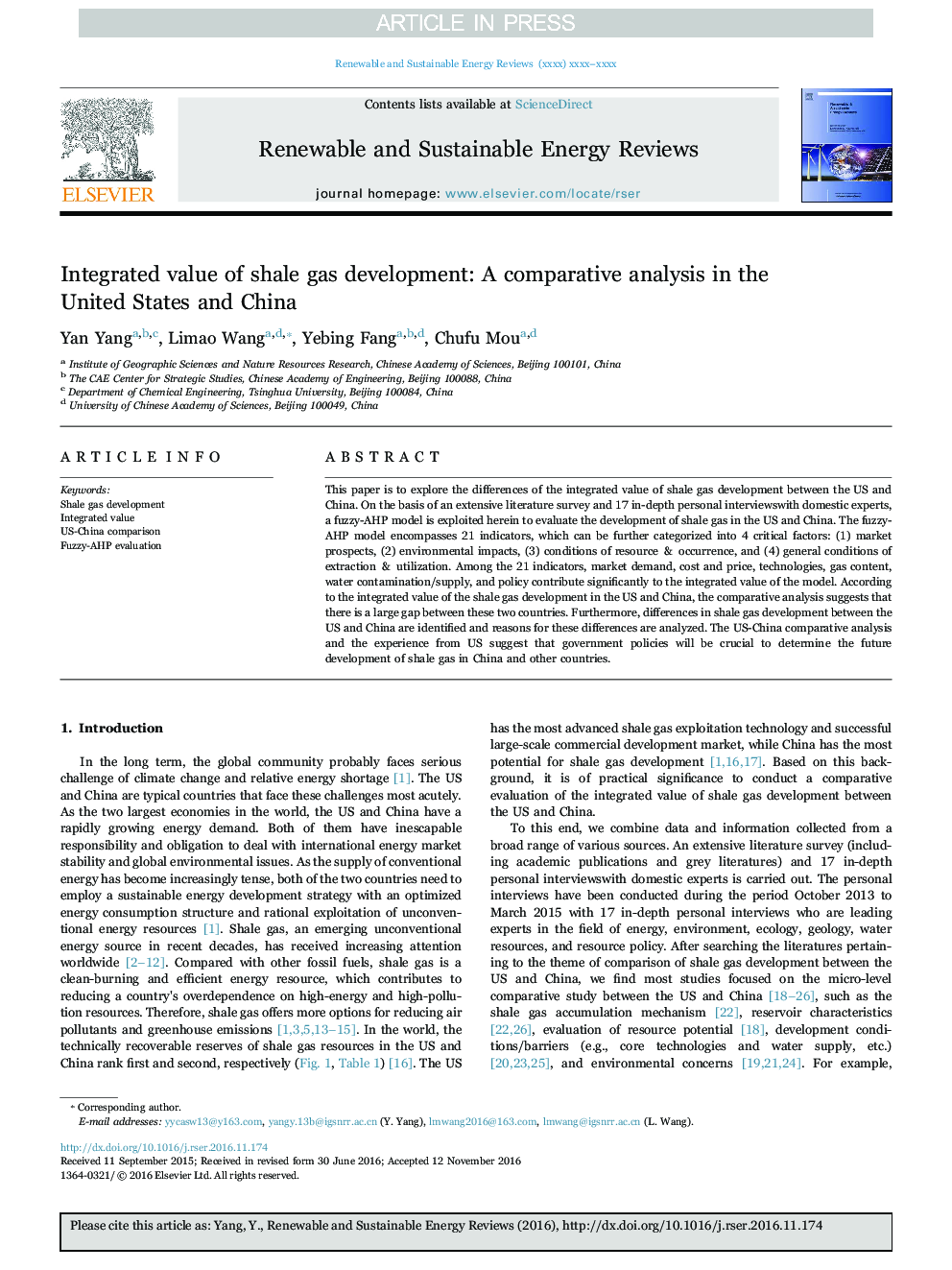 Integrated value of shale gas development: A comparative analysis in the United States and China
