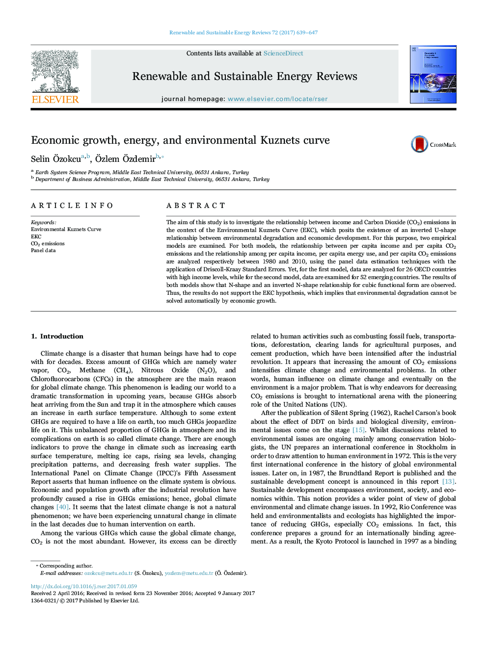 Economic growth, energy, and environmental Kuznets curve