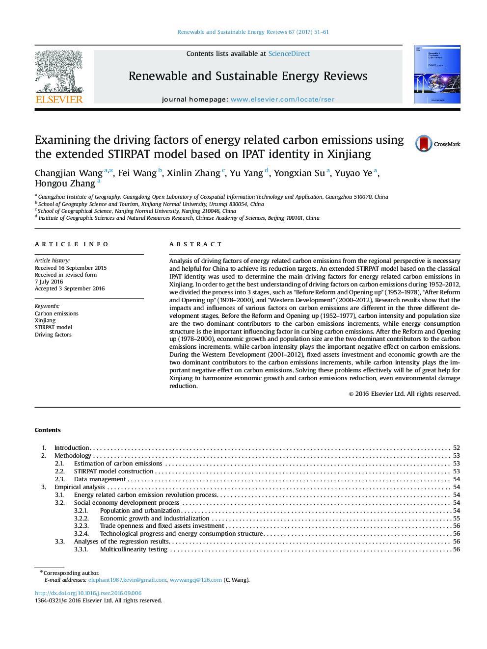 Examining the driving factors of energy related carbon emissions using the extended STIRPAT model based on IPAT identity in Xinjiang