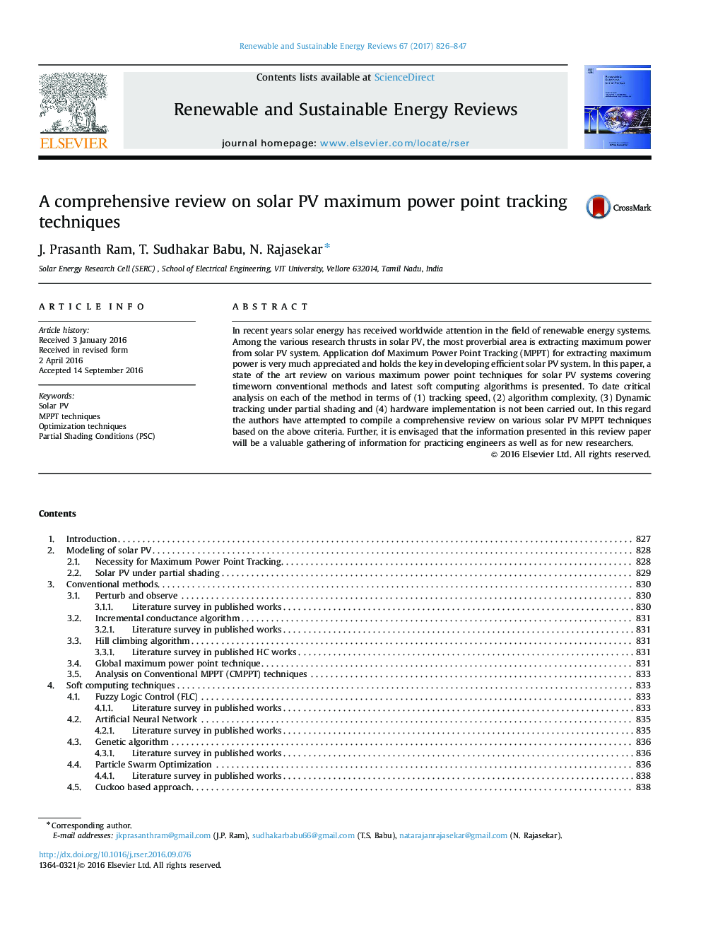 A comprehensive review on solar PV maximum power point tracking techniques