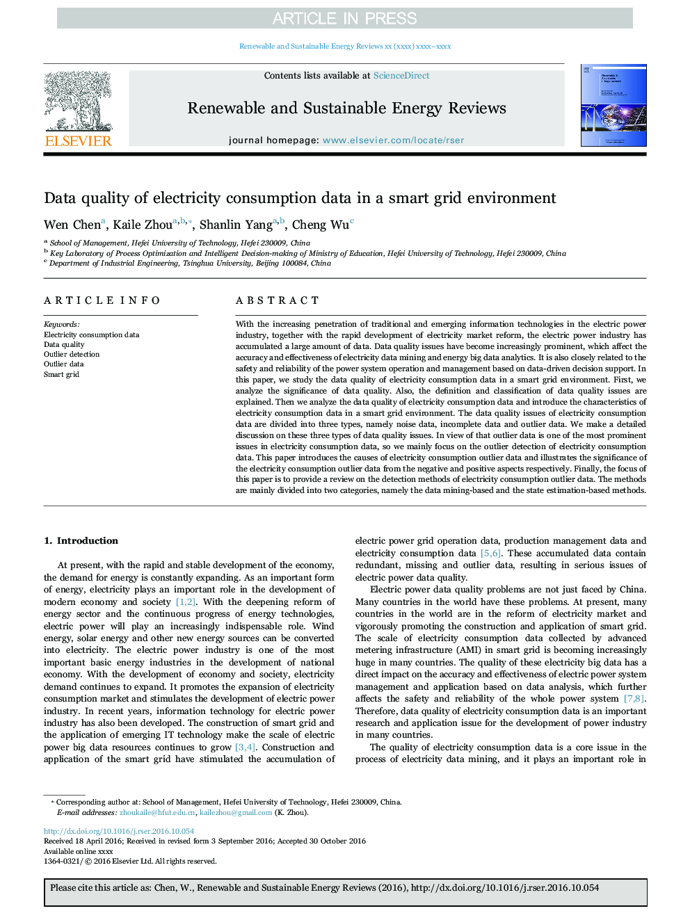 Data quality of electricity consumption data in a smart grid environment