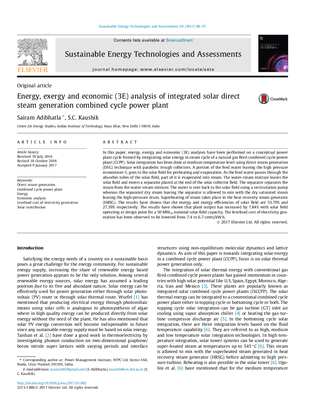 Energy, exergy and economic (3E) analysis of integrated solar direct steam generation combined cycle power plant