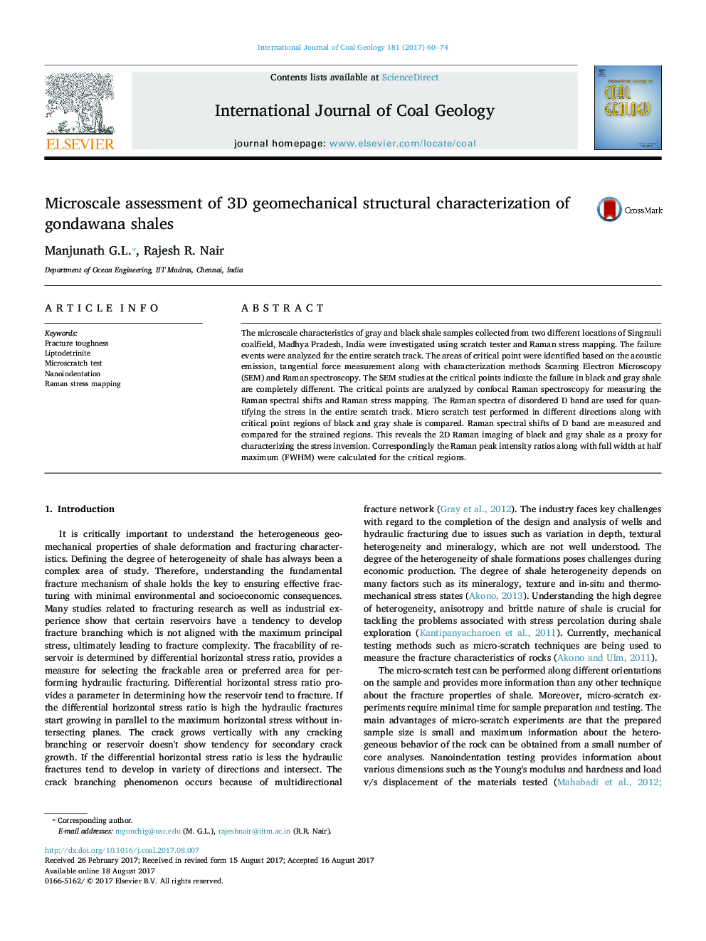 Microscale assessment of 3D geomechanical structural characterization of gondawana shales