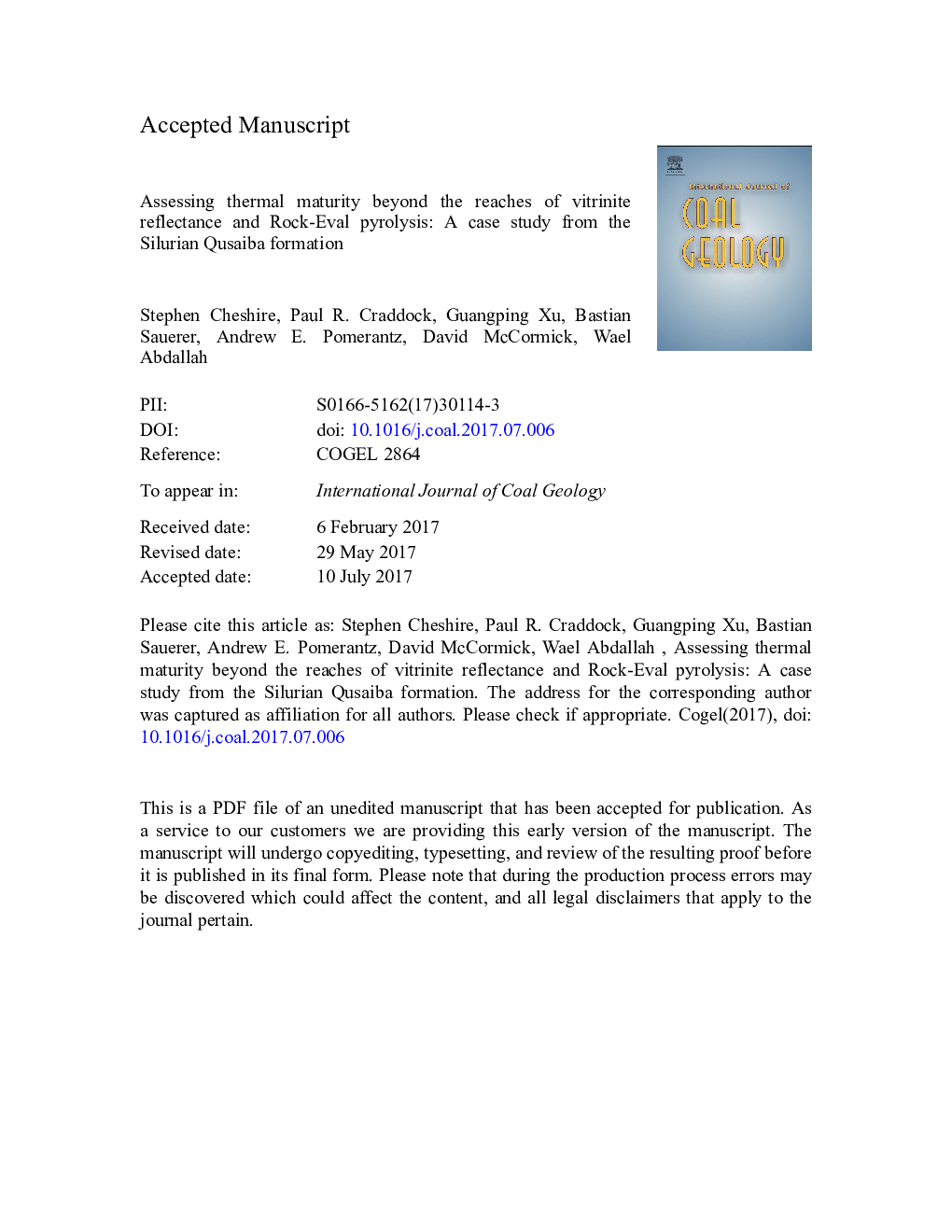 Assessing thermal maturity beyond the reaches of vitrinite reflectance and Rock-Eval pyrolysis: A case study from the Silurian Qusaiba formation