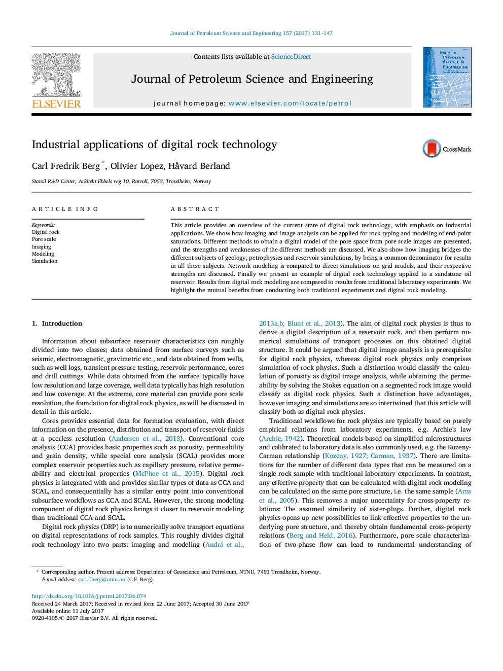 Industrial applications of digital rock technology