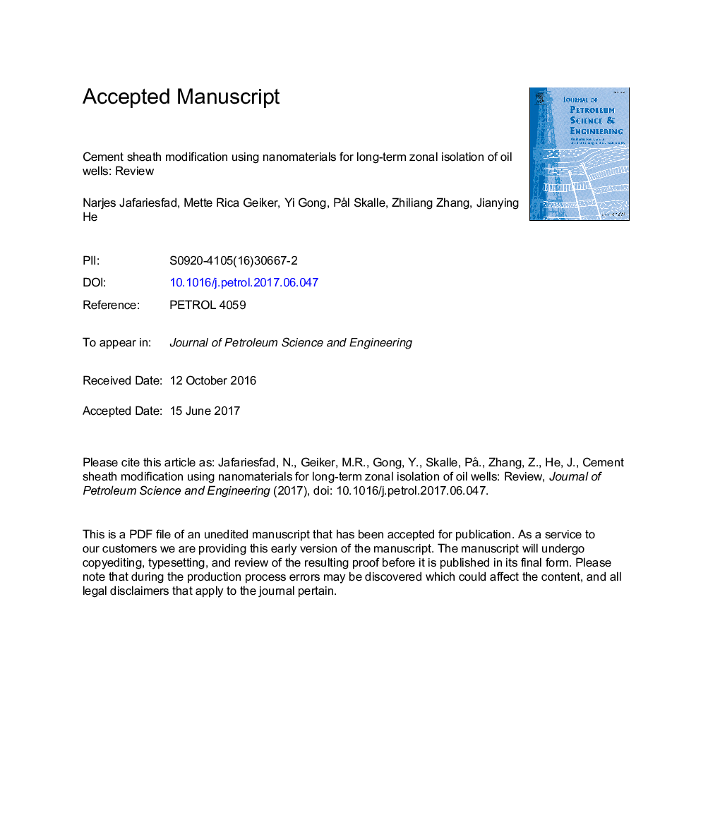 Cement sheath modification using nanomaterials for long-term zonal isolation of oil wells: Review