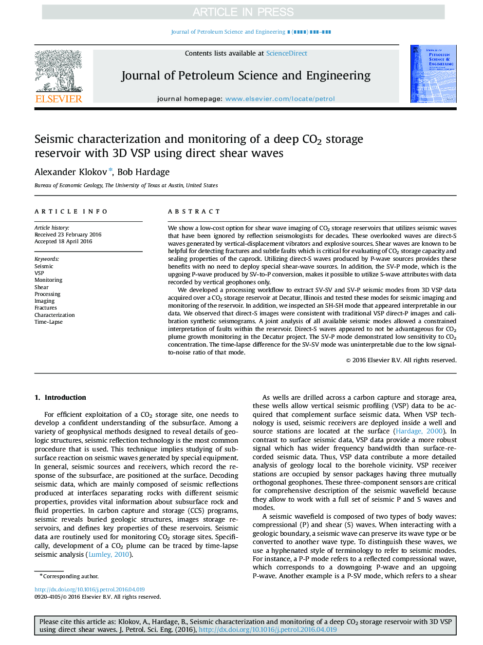 Seismic characterization and monitoring of a deep CO2 storage reservoir with 3D VSP using direct shear waves