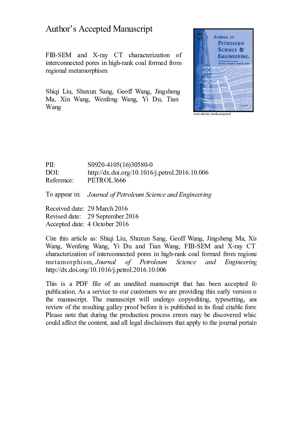 FIB-SEM and X-ray CT characterization of interconnected pores in high-rank coal formed from regional metamorphism