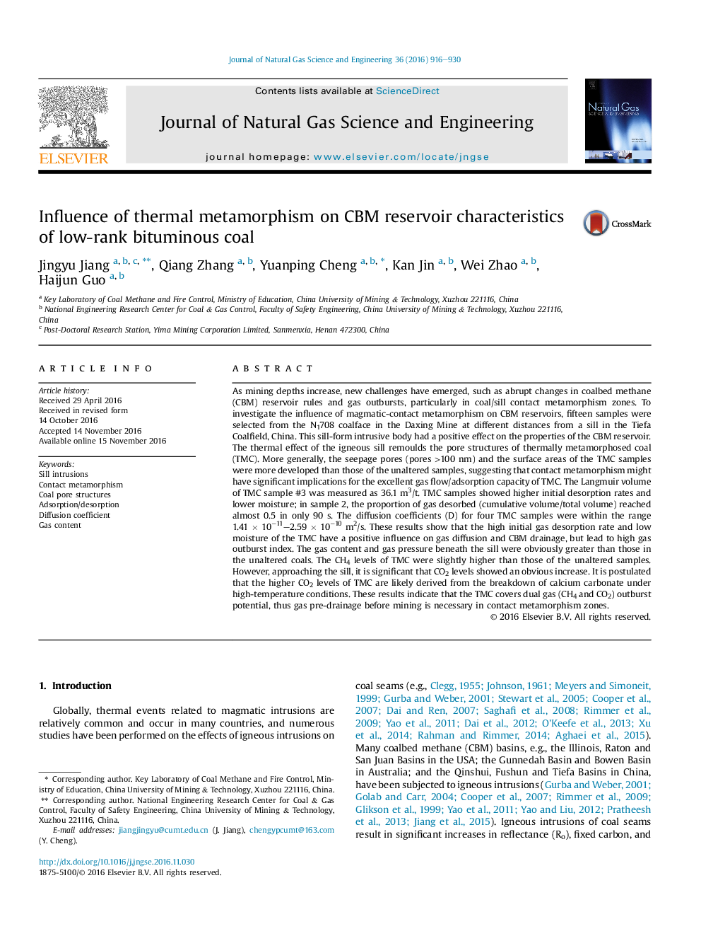 Influence of thermal metamorphism on CBM reservoir characteristics of low-rank bituminous coal