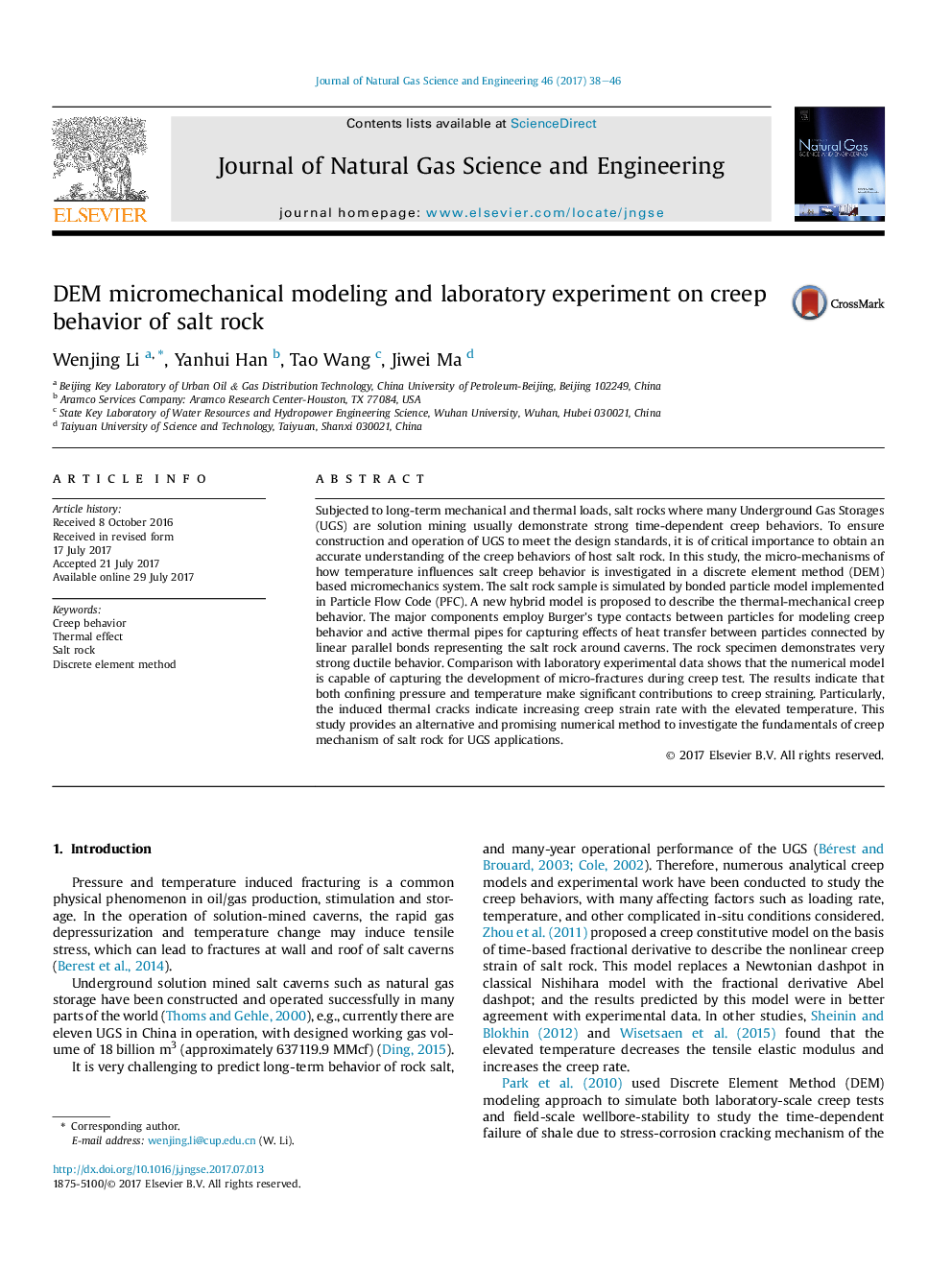 DEM micromechanical modeling and laboratory experiment on creep behavior of salt rock