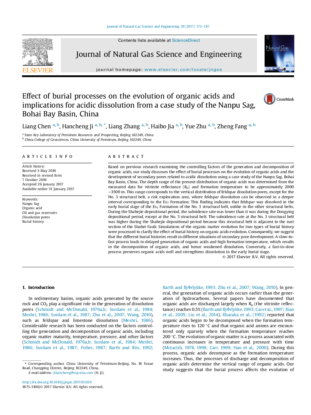 Effect of burial processes on the evolution of organic acids and implications for acidic dissolution from a case study of the Nanpu Sag, Bohai Bay Basin, China