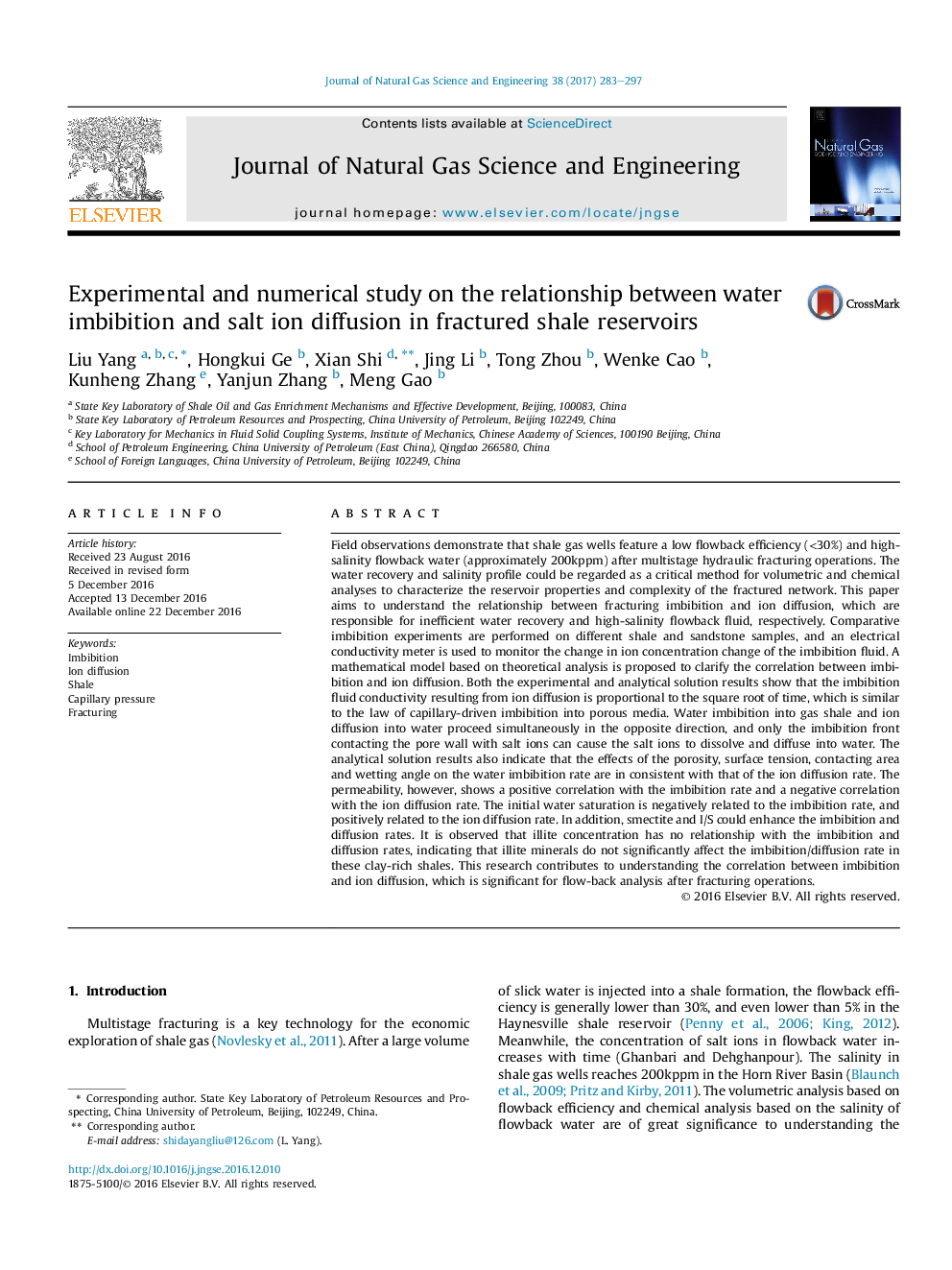 Experimental and numerical study on the relationship between water imbibition and salt ion diffusion in fractured shale reservoirs