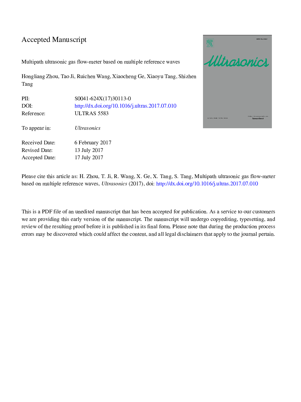 Multipath ultrasonic gas flow-meter based on multiple reference waves