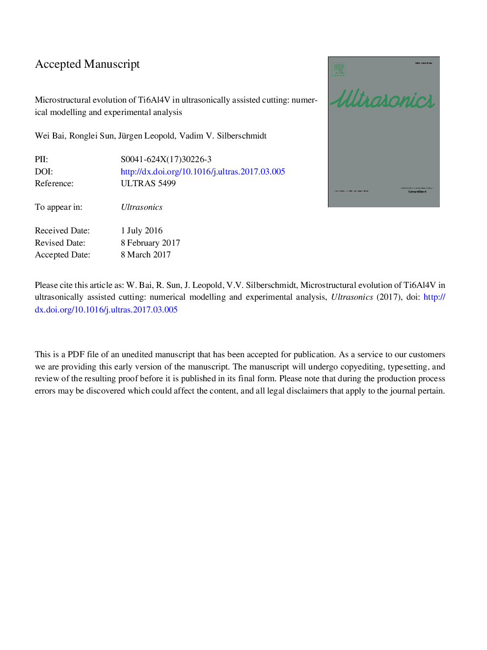 Microstructural evolution of Ti6Al4V in ultrasonically assisted cutting: Numerical modelling and experimental analysis