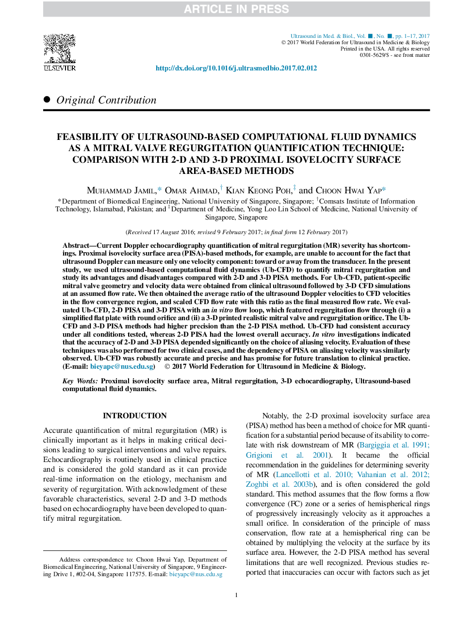 Feasibility of Ultrasound-Based Computational Fluid Dynamics as a Mitral Valve Regurgitation Quantification Technique: Comparison with 2-D and 3-D Proximal Isovelocity Surface Area-Based Methods