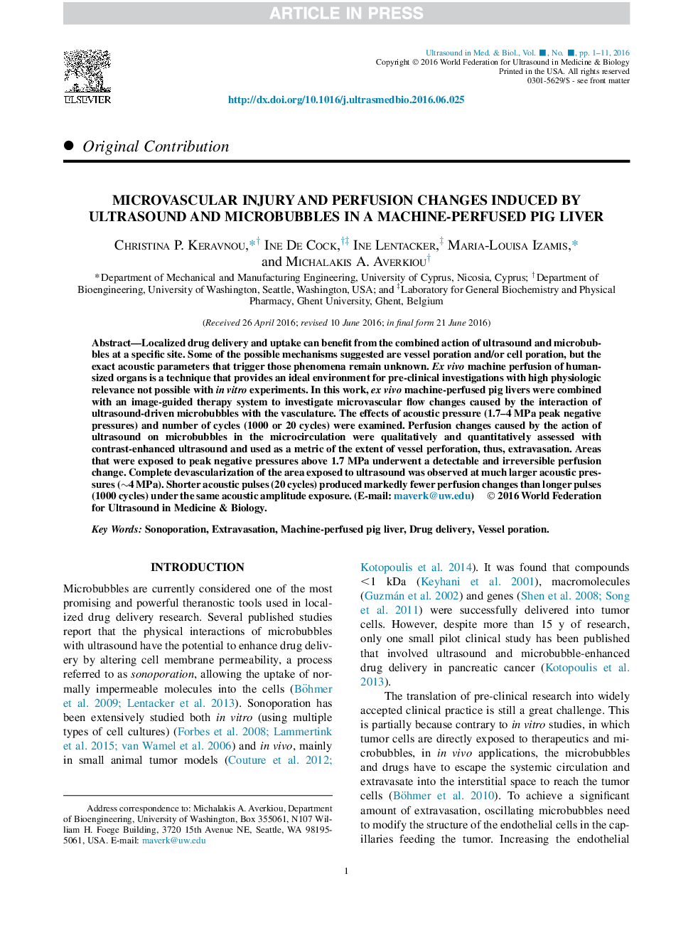 آسیب های میکروواسکولی و تغییرات پالیزسیون ناشی از سونوگرافی و میکروبیبول ها در کبد خوک فلفل 