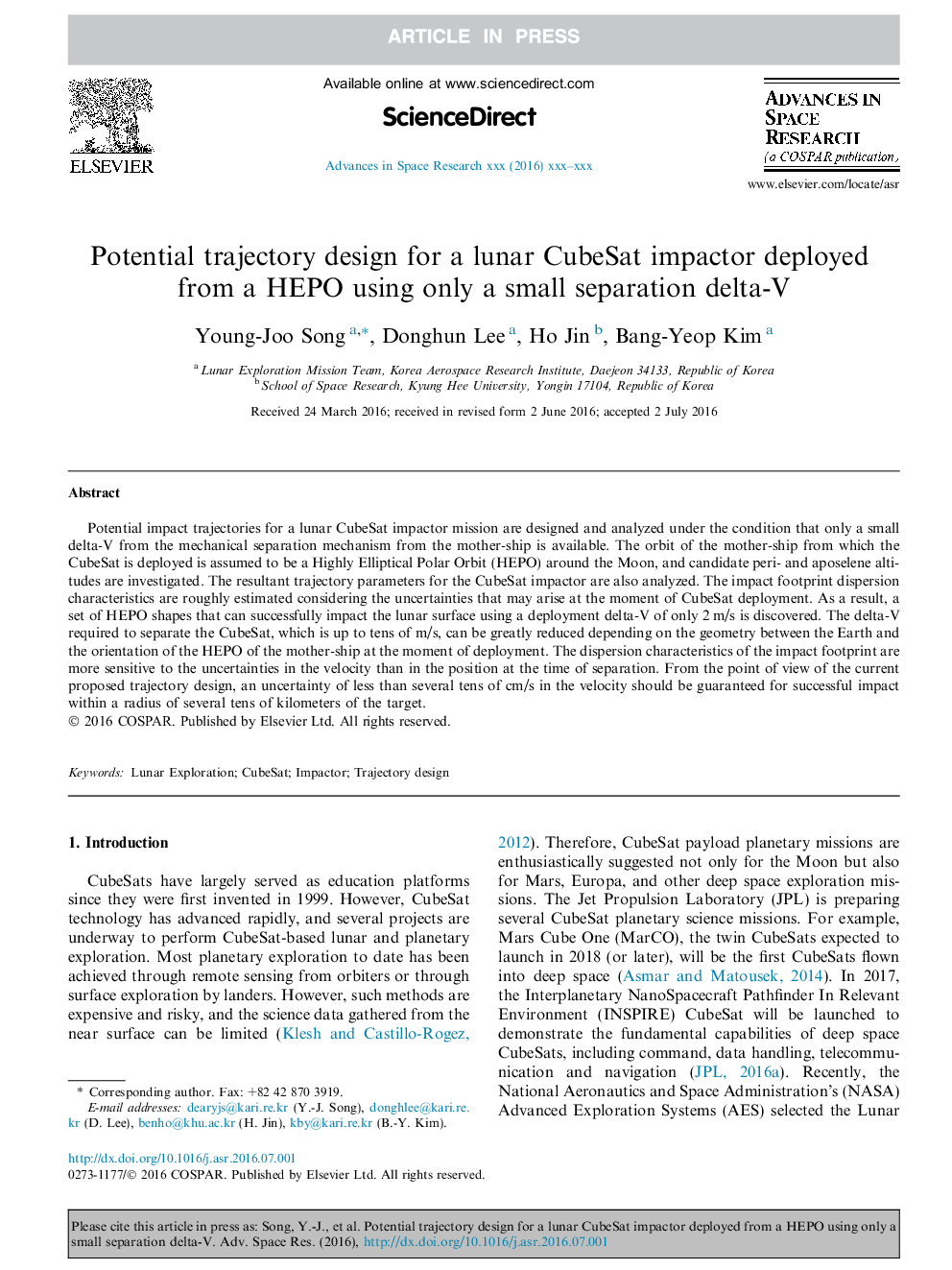 Potential trajectory design for a lunar CubeSat impactor deployed from a HEPO using only a small separation delta-V