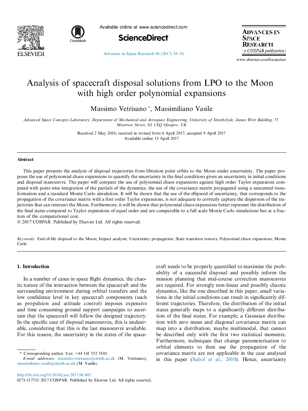 Analysis of spacecraft disposal solutions from LPO to the Moon with high order polynomial expansions