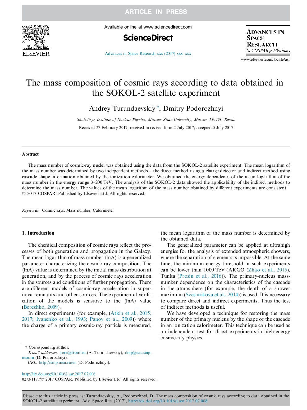 The mass composition of cosmic rays according to data obtained in the SOKOL-2 satellite experiment